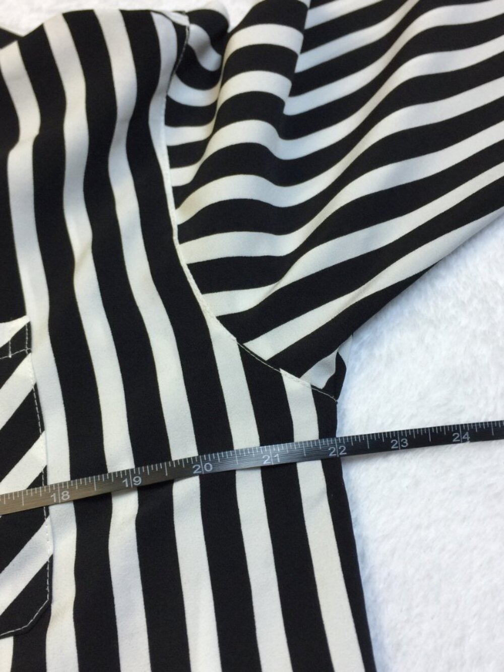 Karl Lagerfeld Tunic Shirt Sz M Woman Navy White Striped Button Down Long Sleeve - Picture 12 of 16